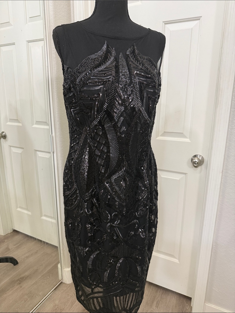 Black Sequin Sheath Dress